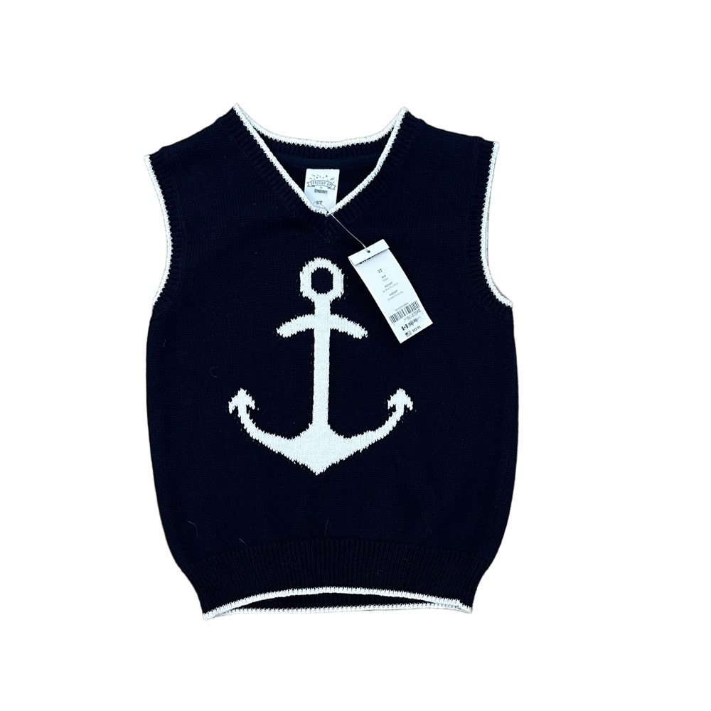 NWT Gymboree Navy Blue Anchor Sweater Vest Size 3T